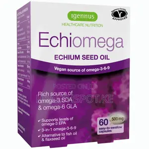 Igennus Echiomega Echium Seed Oil 500mg Vegan Omega-3-6-9, 60 Softgels
