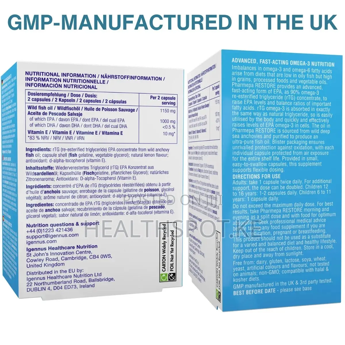 Igennus Pharmepa Restore Pure EPA Omega-3 1000mg rTG, 60 Softgels