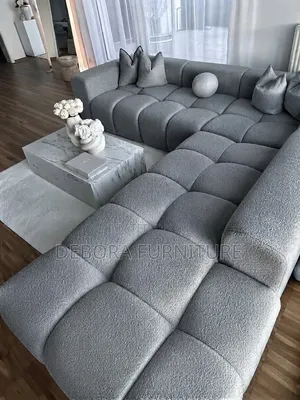Executive Grey Textured Modular 6-Seater L-Shape Sofa