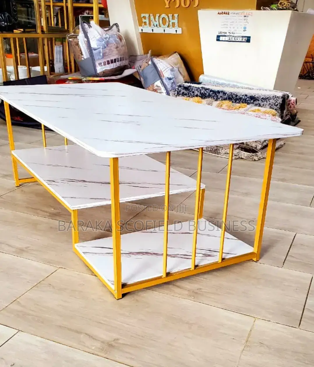 Rectangular Living Room Center Table With Metal Frame Sofa Side Table