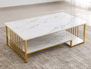 Rectangular Living Room Center Table With Metal Frame Sofa Side Table