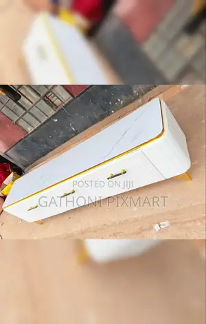 Premium Box Design TV Stand With Marble Top for Living Room