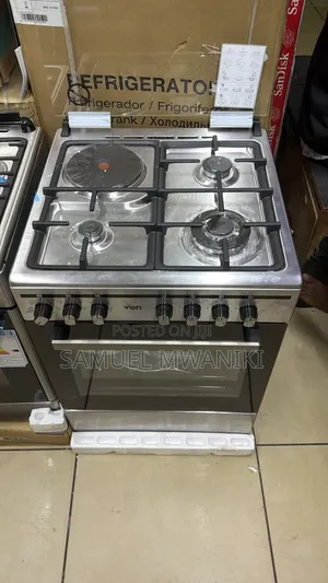 VON Cooker 3 Gas Wok + 1 Electric Cast Iron Pan Support Flame Failure