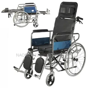 180° High Back Manual Reclining Wheelchair With Commode and Footrest