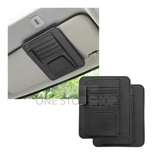 Sun Visor Card Leather Fine Texture Clip on Pocket