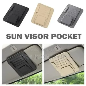 Sun Visor Card Leather Fine Texture Clip on Pocket