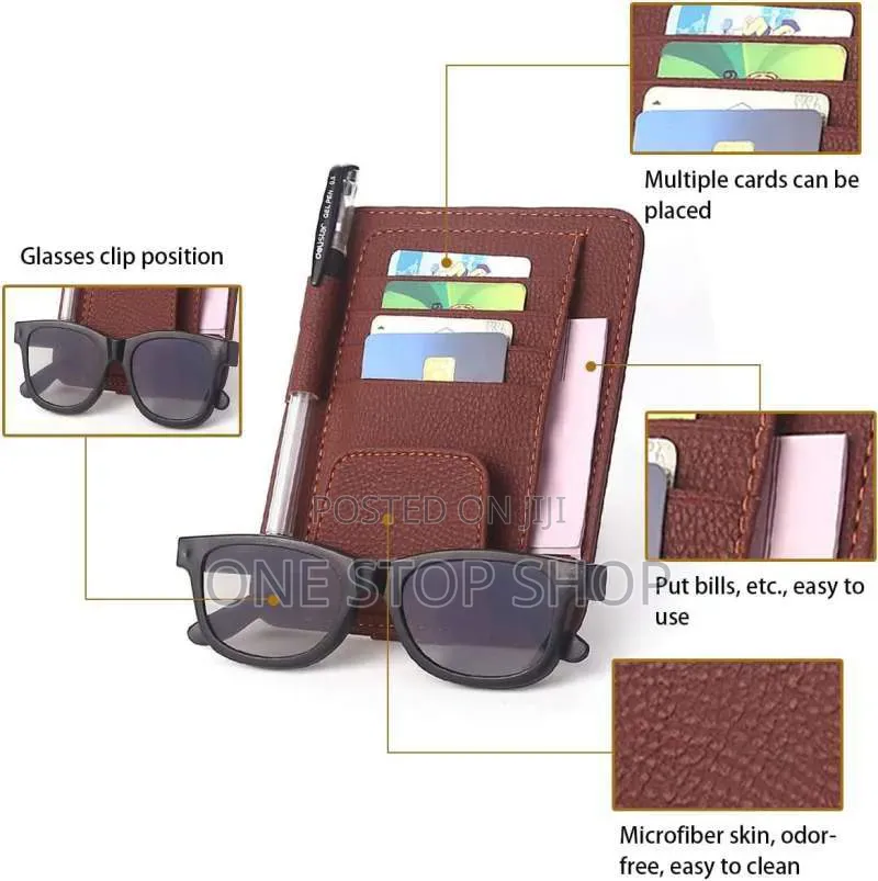 Compact& Lightweight Multifunction Clamp on Sun Visor Organizer