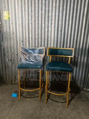 Modern Luxury High Bar or Counter Chair, Green and Gold.