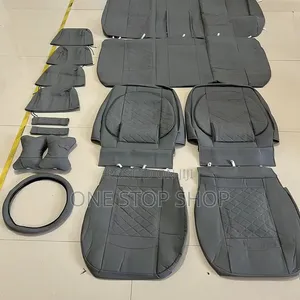 Grey Leather Quilted Diamond Pattern Seat Cover for Front& Rear Seats
