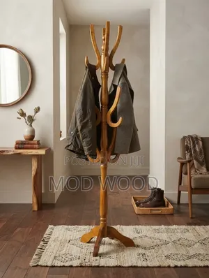 Handcrafted Solid Wood Coat Hanger Freestanding Stand