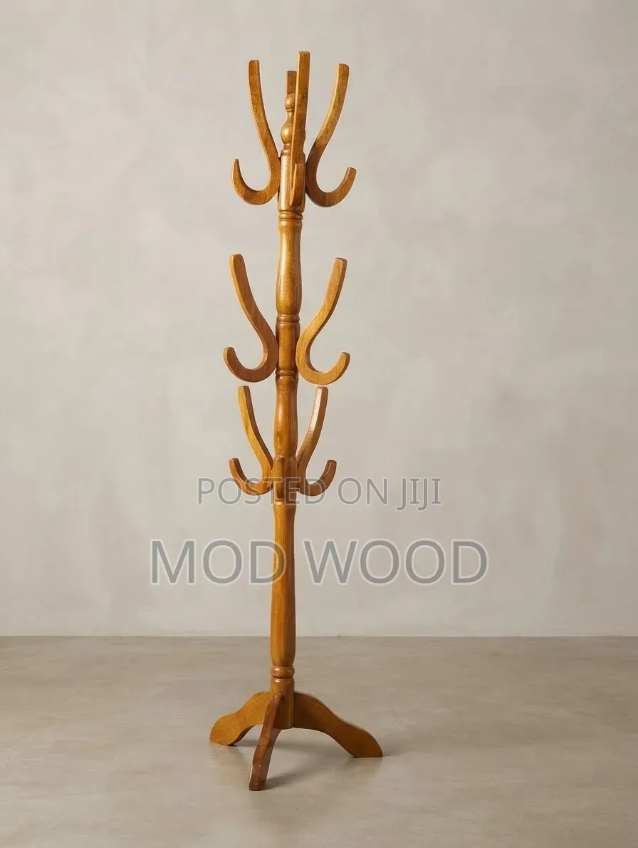 Handcrafted Solid Wood Coat Hanger Freestanding Stand