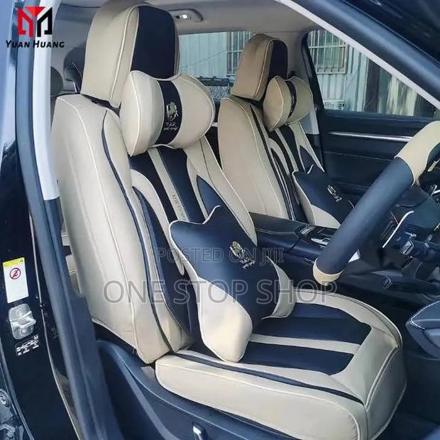 Premium Ferrari Beije Black Luxury Seat Cover With Back&neck Pilloe
