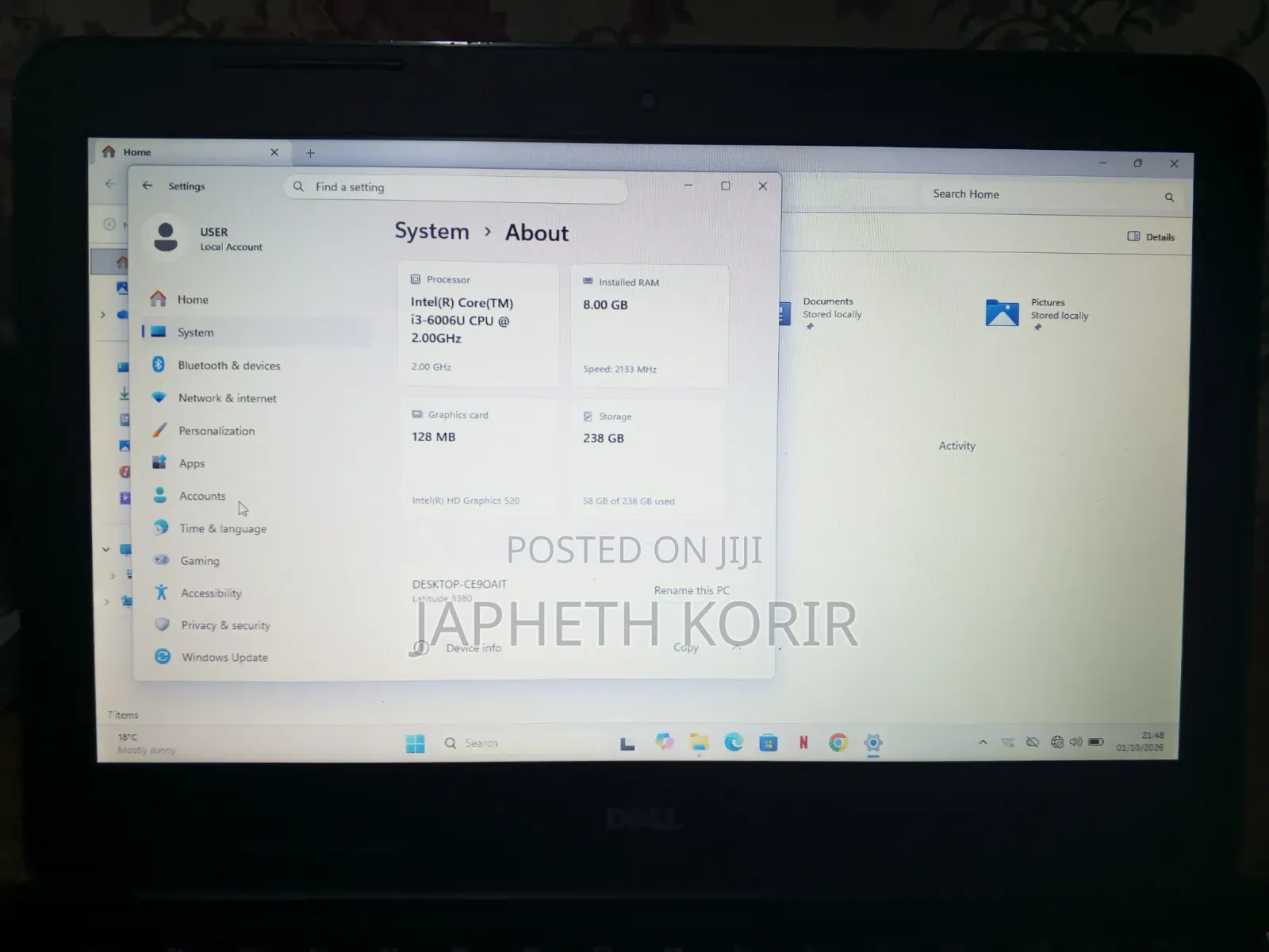 Laptop Dell Latitude 3380 8GB Intel Core i3 HDD 256GB