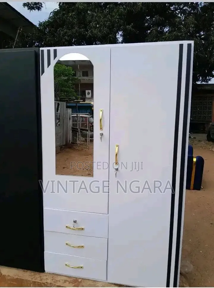 ​Modern 2 Door Wooden Mirror Wardrobe