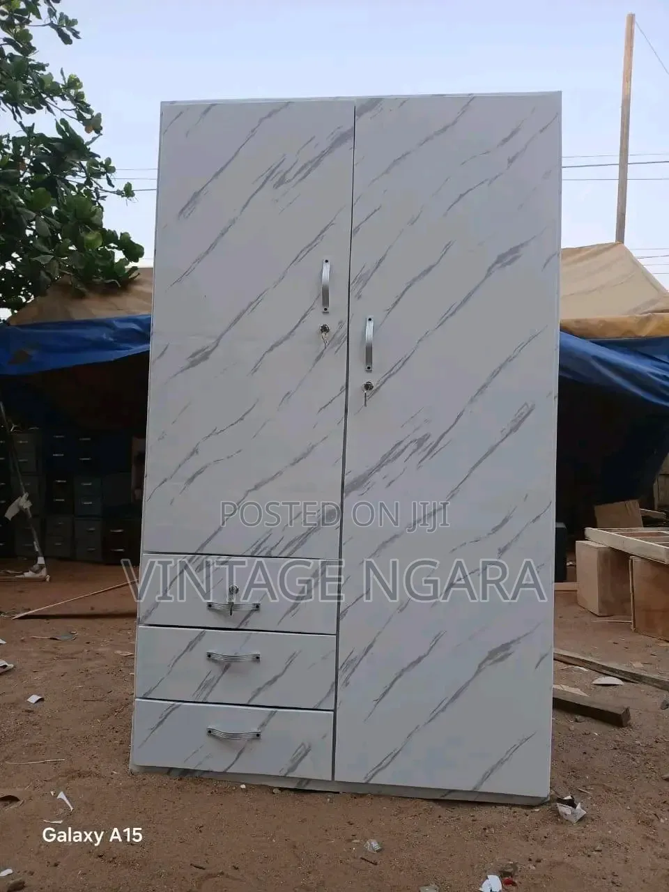 ​Modern 2 Door Wooden Mirror Wardrobe