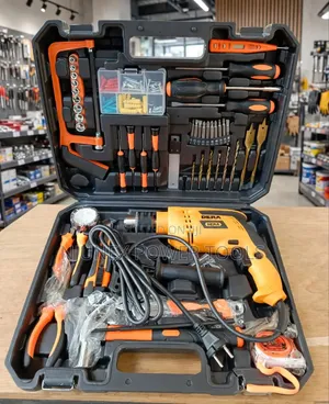 Black Dera 750W Corded Impact Drill Tool Kit