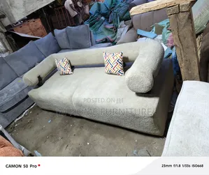 Modern Bubble Sofa 5 Seator With Spring Cushions in Cream Colour 