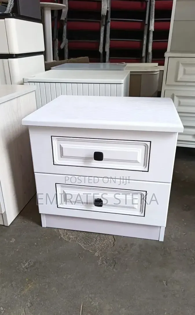 Imported Contemporary Two-Drawer Bedside Table White