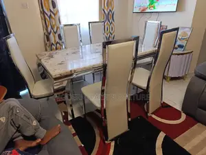 Modern 6 Seater Dining Table Set -Marble Top