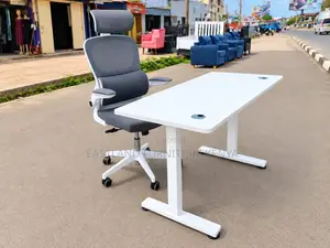 Modern Black Office Desk With Ergonomic Office Chair