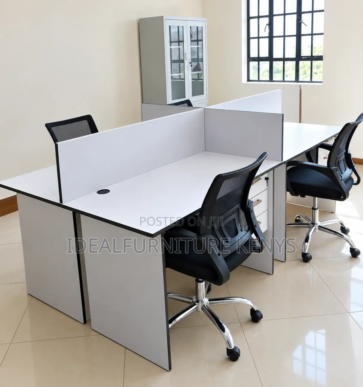 Modern Office Workstation With Partitioned Desks