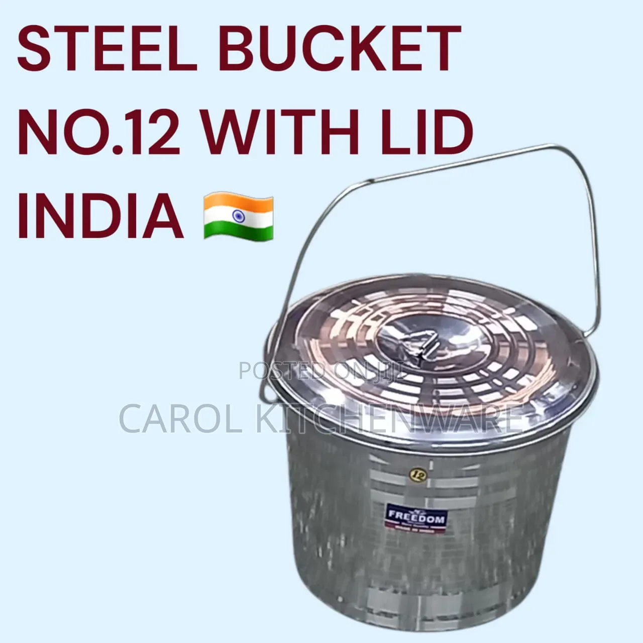 12 LTRS Stainless Steel Bucket With Lid