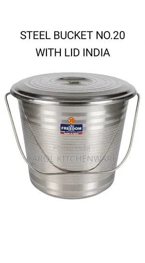 20 LTRs Stainless Steel Bucket With Lid