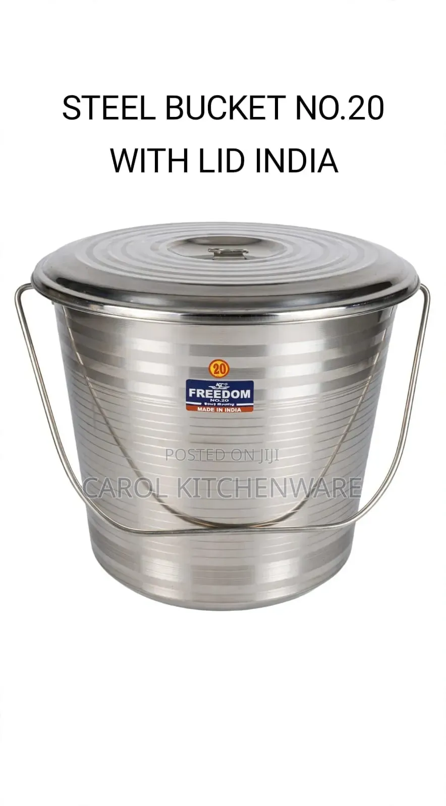 20 LTRs Stainless Steel Bucket With Lid
