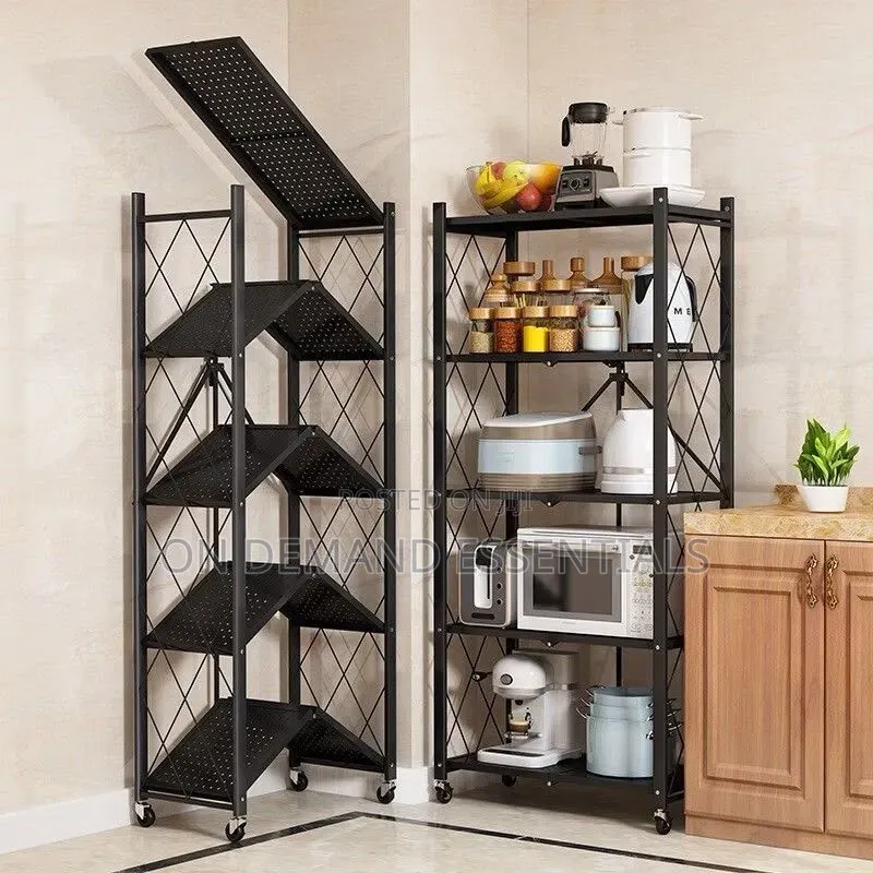 5 Tier Big Size Foldable Kitchen Rack With Wheels