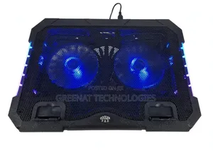 Gaming Laptop Cooler Pad Dual Fans Blue LED RGB Lights 2 USB 11-17