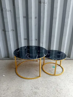2-in-1 Nesting Coffee Tables - Black Glass & Gold