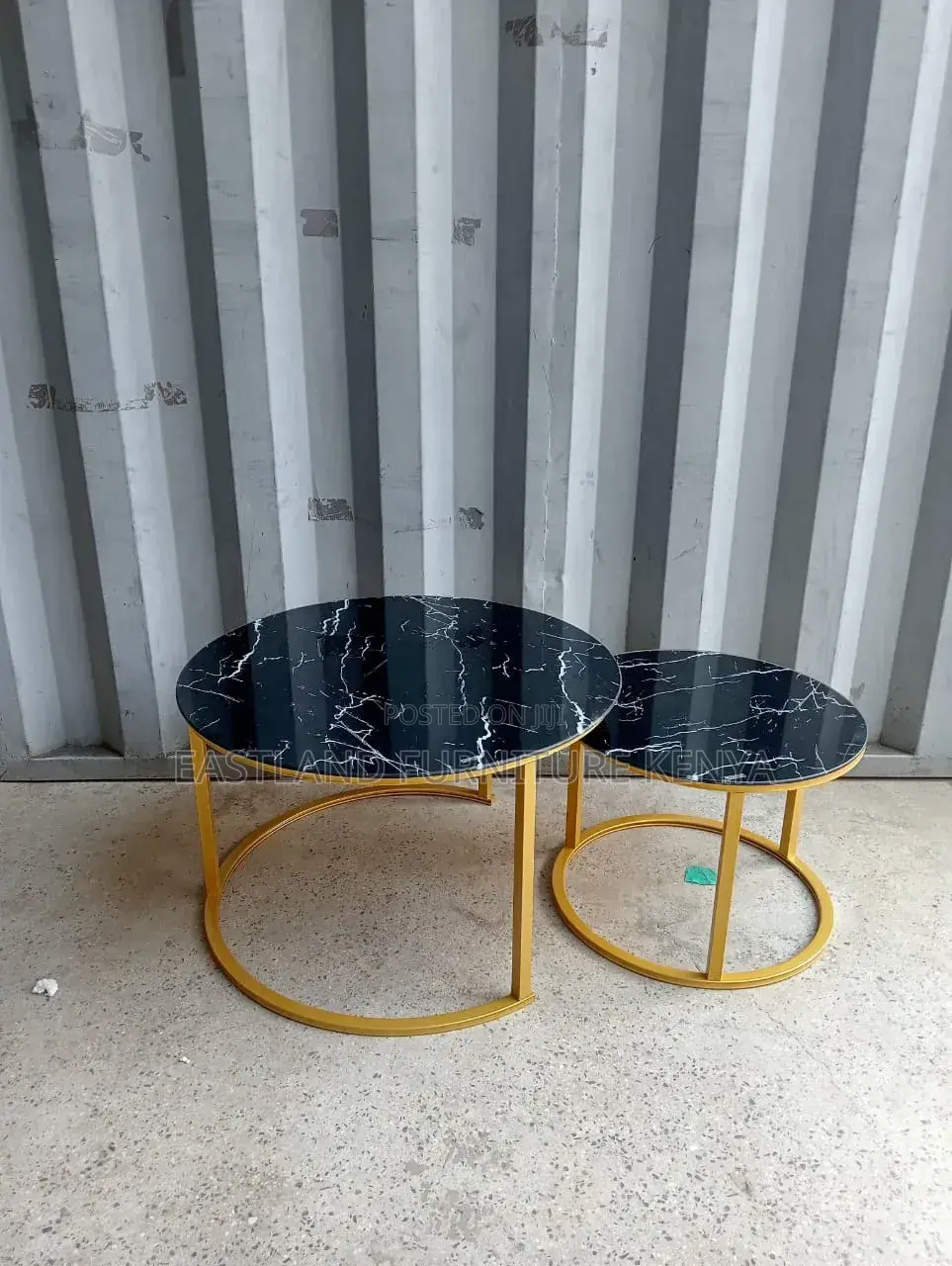 2-in-1 Nesting Coffee Tables - Black Glass & Gold