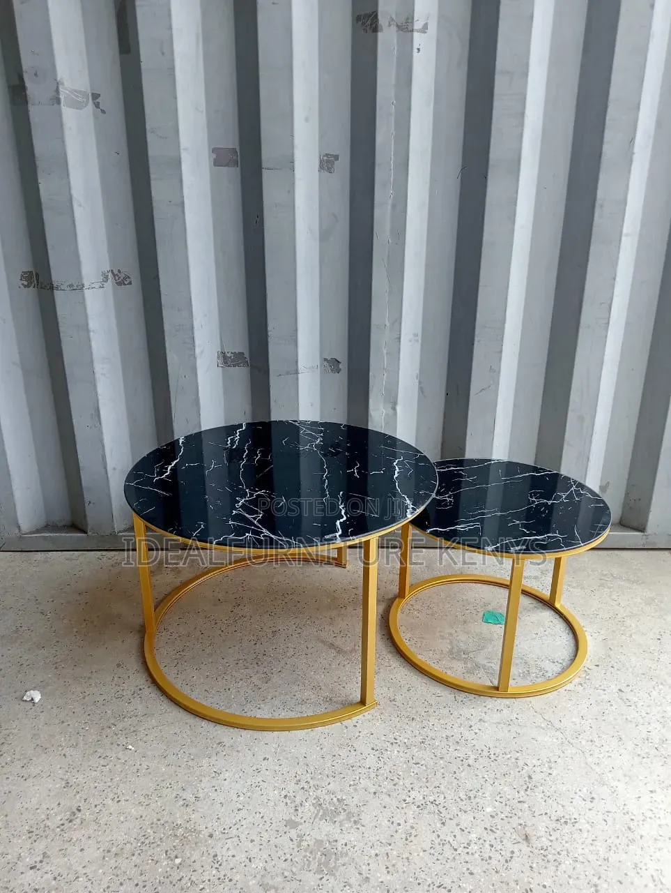 2-in-1 Nesting Coffee Tables - Black Glass & Gold
