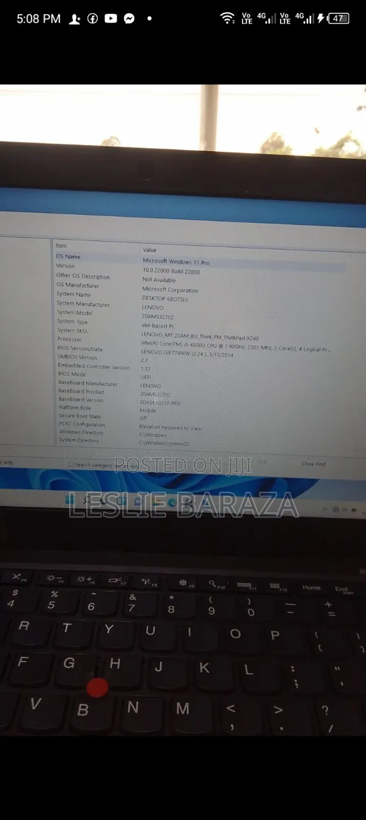 Laptop Lenovo ThinkPad X240 4GB Intel Core i5 HDD 500GB