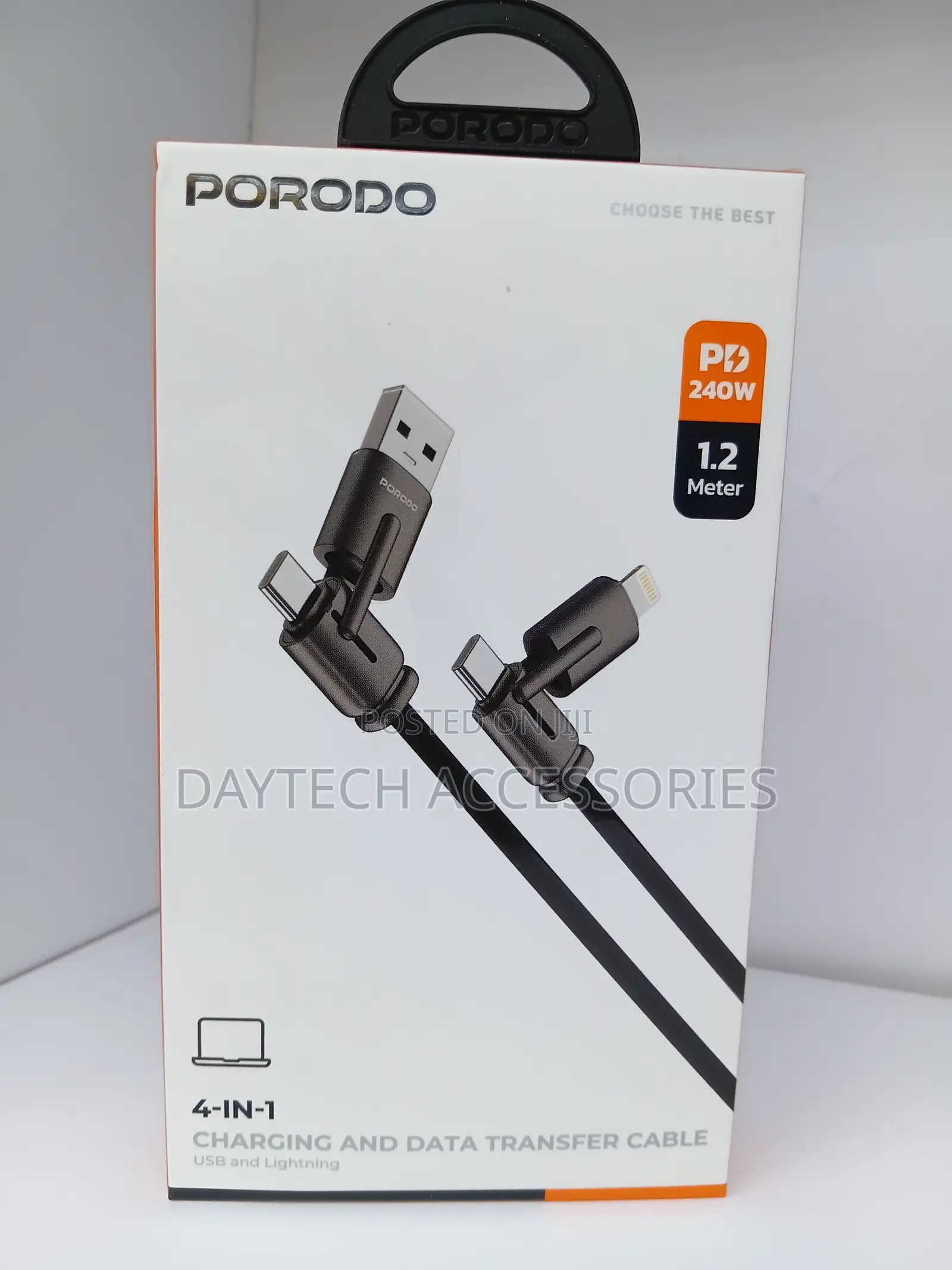 Porodo 4 in 1 Cable 1.2m Cable for Charging & Data Syncing 240W
