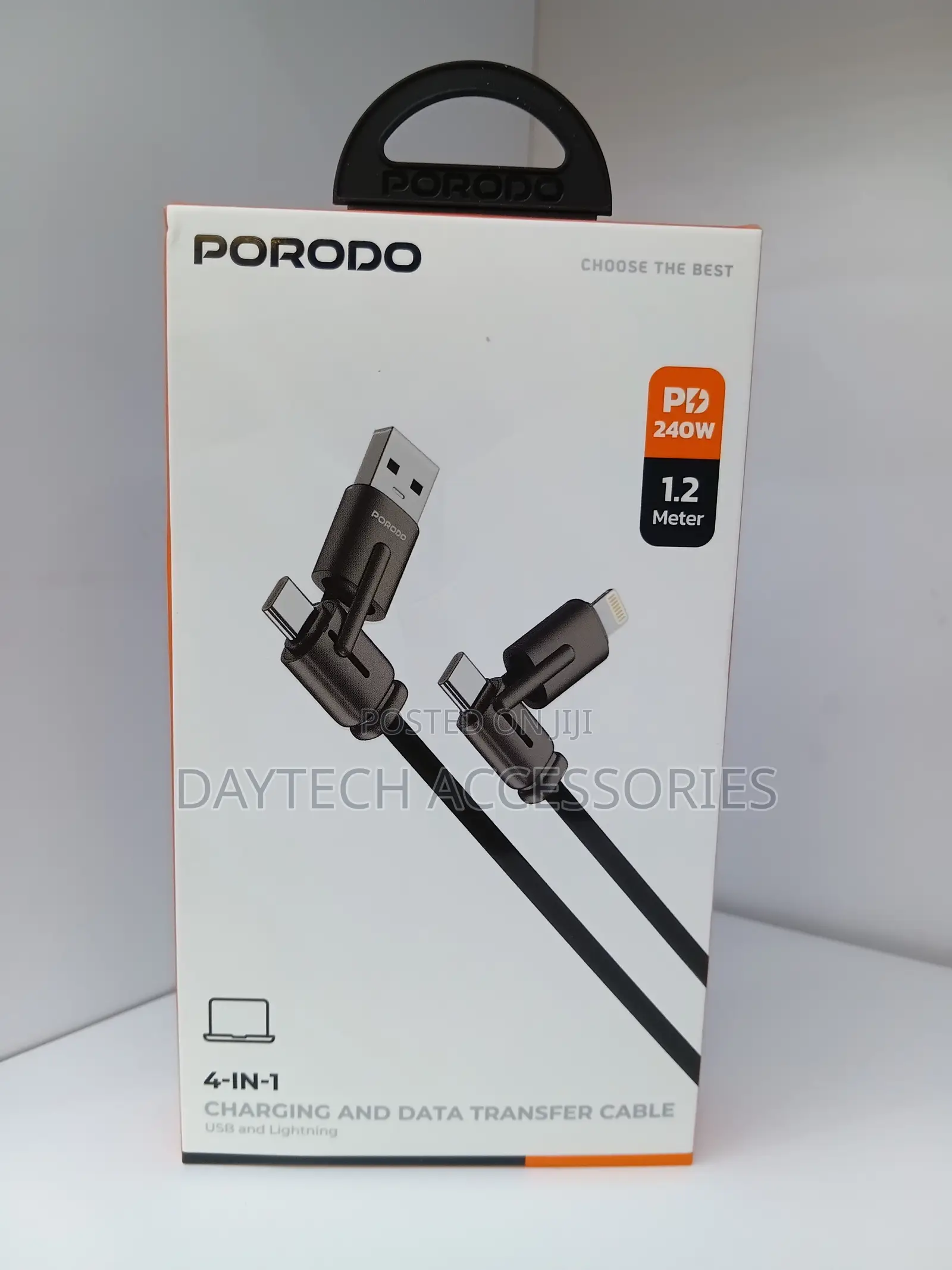 Porodo 4 in 1 Cable 1.2m Cable for Charging & Data Syncing 240W
