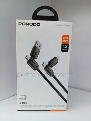 Porodo 4 in 1 Cable 1.2m Cable for Charging & Data Syncing 240W