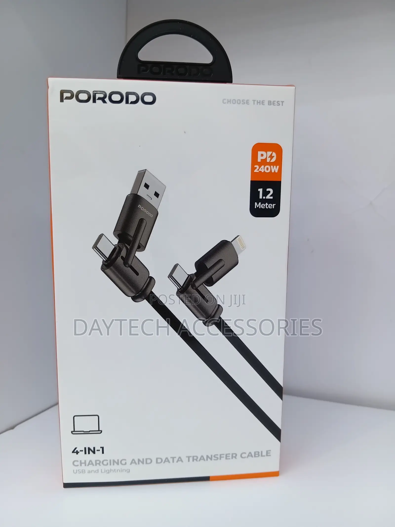 Porodo 240W 4 in 1 Charging and Data Transfer 1.2M Cable - Black