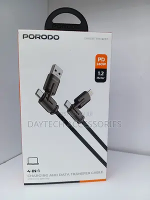Porodo 240W 4 in 1 Charging and Data Transfer 1.2M Cable - Black