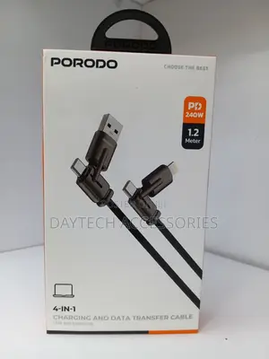 Porodo 240W 4 in 1 Charging and Data Transfer 1.2M Cable - Black