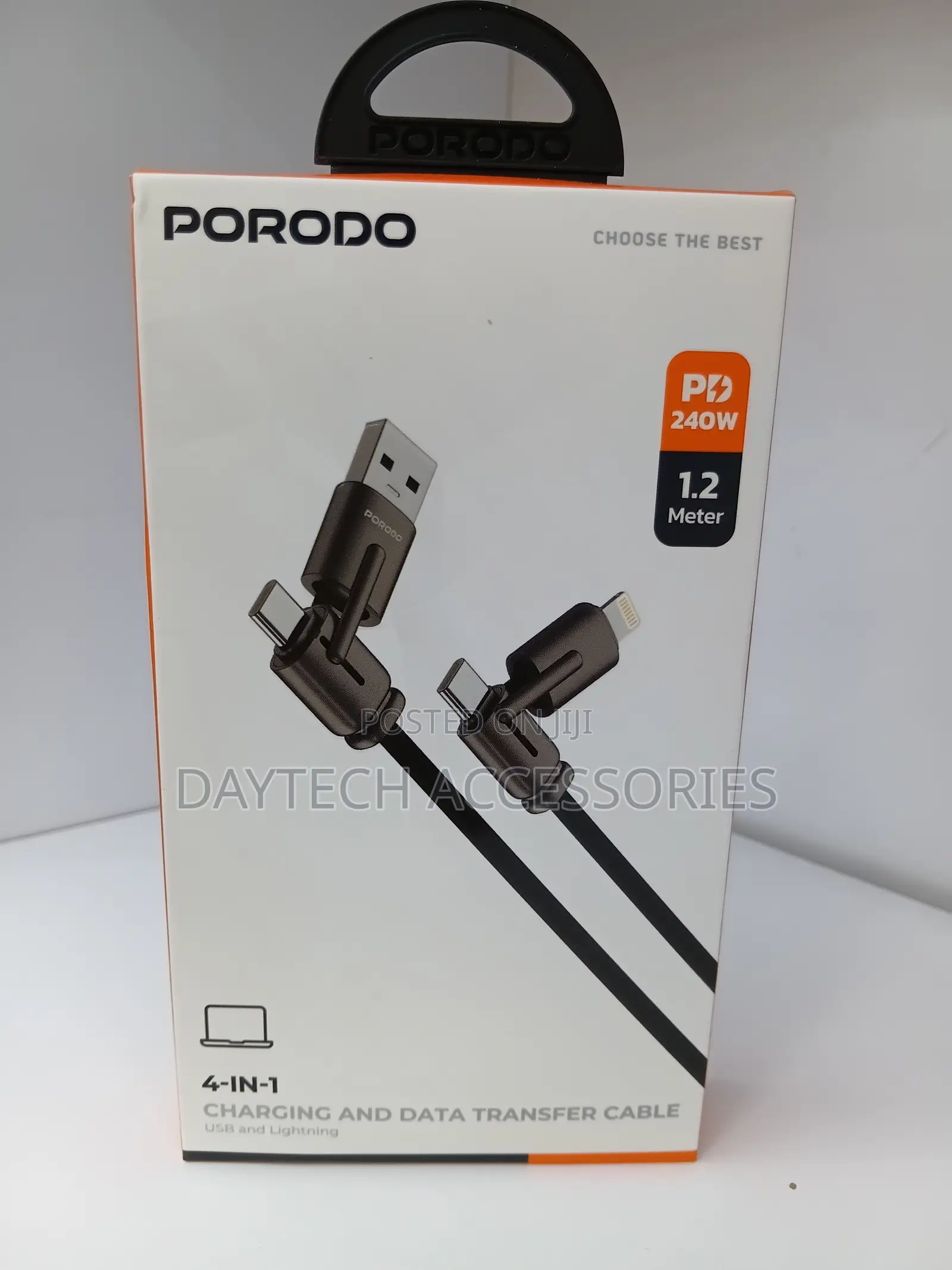 Porodo 240W 4 in 1 Charging and Data Transfer 1.2M Cable - Black