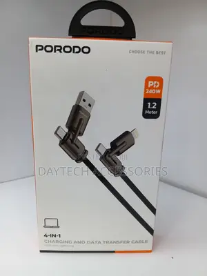 Porodo 240W 4 in 1 Charging and Data Transfer 1.2M Cable - Black