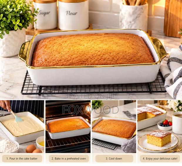 *Gold Ring Ceramic Baking Tray Big - main view