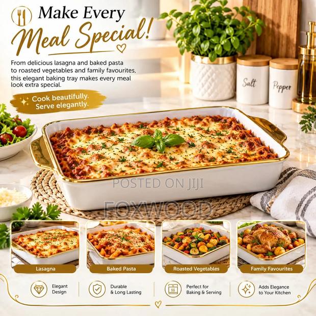 *Gold Ring Ceramic Baking Tray Big - thumbnail 2