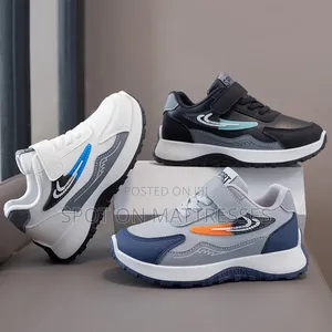 Boys' Classic Sneakers. Black/White/Blue. Sizes 26-37.