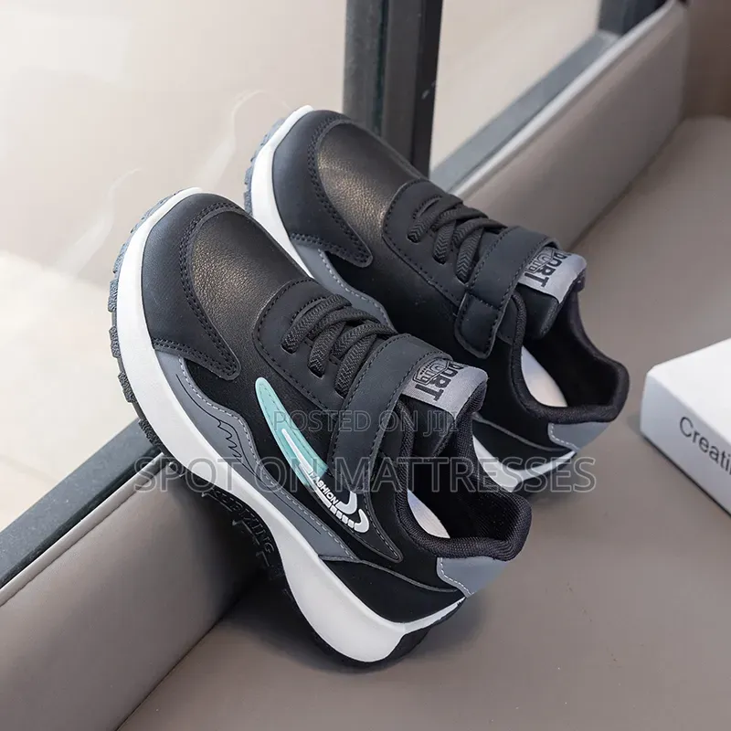 Boys' Classic Sneakers. Black/White/Blue. Sizes 26-37.