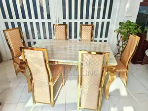 Elegant Strong Stand Heavy Marble Top Dining Set