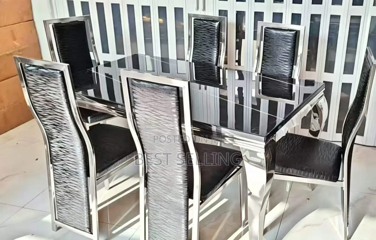 Elegant Strong Stand Heavy Marble Top Dining Set