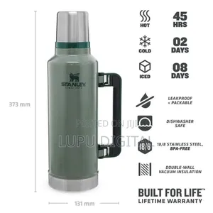 Classic Stanley Branded 1.9L Unbreakable Metallic Thermos Flask