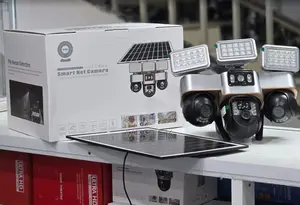 VTS30 4G SIM Card Triple Lens PTZ Solar Camera With Street Floodlights